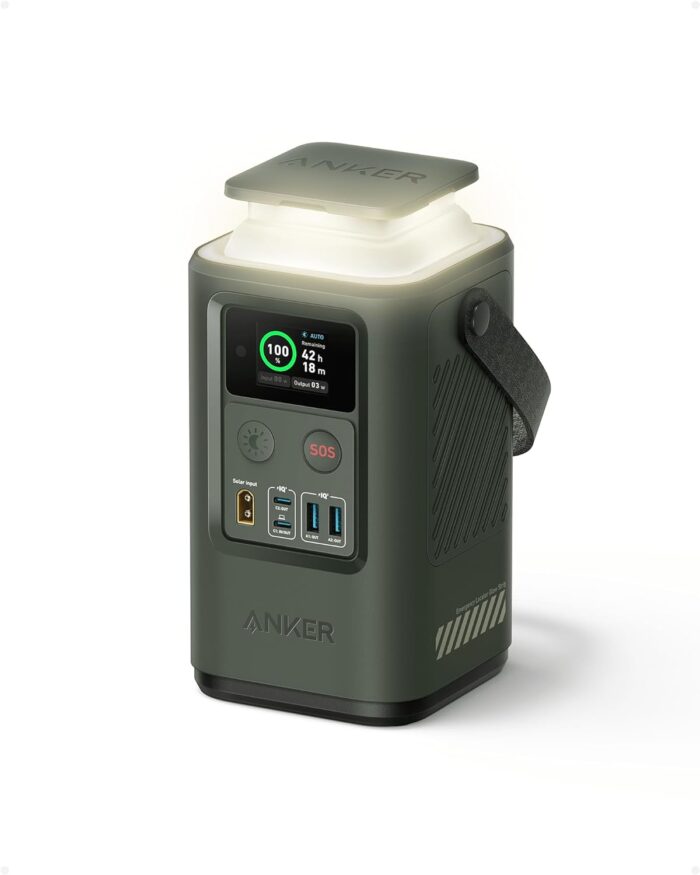 ANKER Power Bank Power Station 60,000mAh,Portable Outdoor Generator 87W with Smart Digital Display, Retractable Auto Lighting and SOS Mode, Home Backup(PowerCore Reserve 192Wh) for Travel, Camping