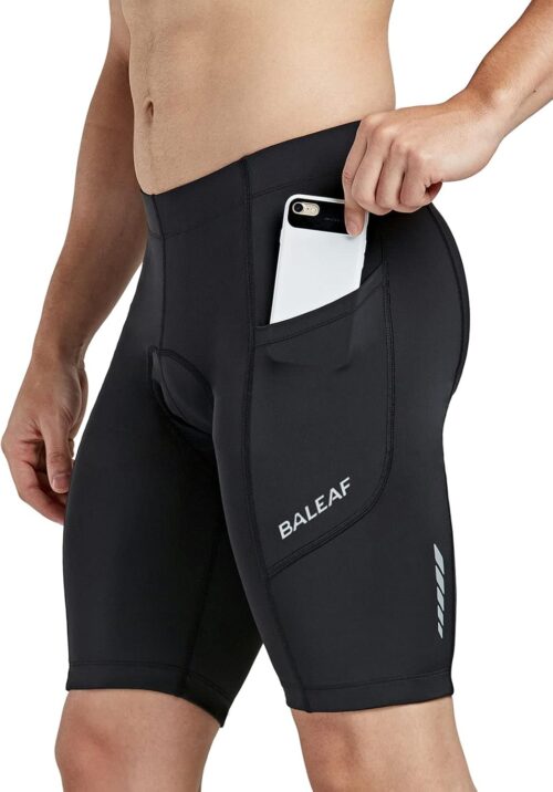 baleaf Men's Padded Bike Shorts Cycling Road Biking Riding Bicycle Cycle Wear Pockets UPF 50+ MTB Accessories Tights