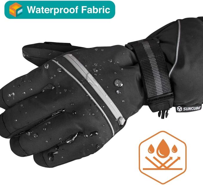 SUN CUBE Ski Gloves Men Women, Waterproof Thermal Winter Snow Gloves, Windproof 3M Thinsulate Snowboarding Snowmobile Skiing, Insulated Warmers Zipper Pocket Cold Weather Outdoor Snowboard - Image 2