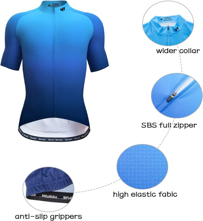 Cycling Jersey Men Short/Long Sleeve Bike Biking Shirts Full Zip with Pockets Road Bicycle Clothes - Image 4