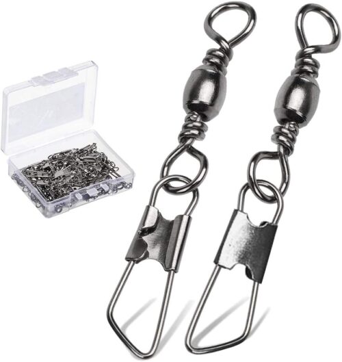 AMYSPORTS Stainless Steel Snap Swivel Saltwater High Strength Snaps Fishing Barrel Line Connector Fishing Swivels Barrel Safety Snap Fishing Tackle Stainless Steel Accessories
