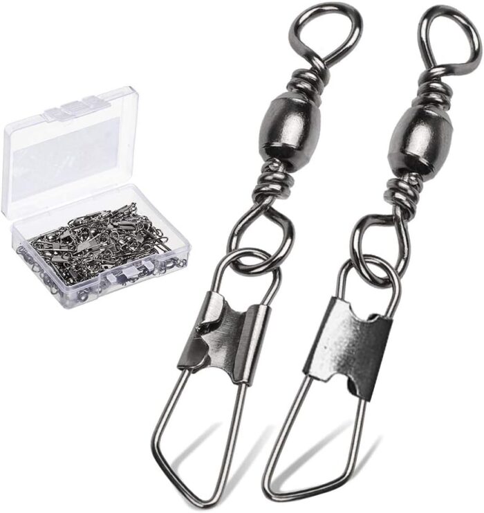 AMYSPORTS Stainless Steel Snap Swivel Saltwater High Strength Snaps Fishing Barrel Line Connector Fishing Swivels Barrel Safety Snap Fishing Tackle Stainless Steel Accessories