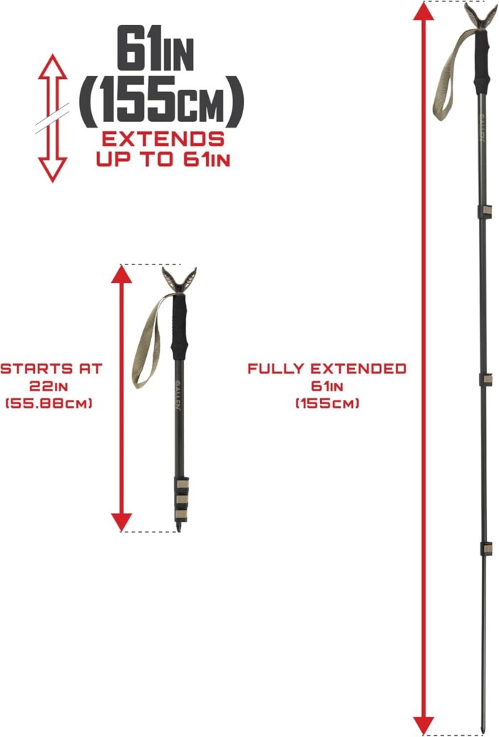 Allen Company Monopod Shooting Stick and Gun Rest - Versatile Hunting Accessories with Adjustable Height - Aluminium,Black - Image 2