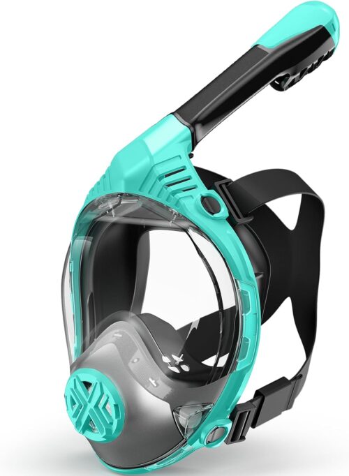 Full Face Snorkel Mask- Snorkeling Gear for Adults with Safe Dry Top Breathing System, 2025 Latest Foldable Panoramic View Snorkeling Mask for Men and Women, Anti Fog Anti Leak