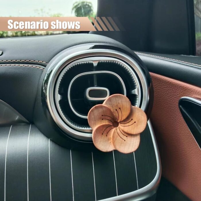 Wood Flower Essential Oil Diffuser, Car Air Freshener Vent Clip Aromatherapy Diffuser, Car Diffusers for Essential Oils, Car Diffuser Clip for Car Office Bedroom (Light-1 Pack) - Image 5