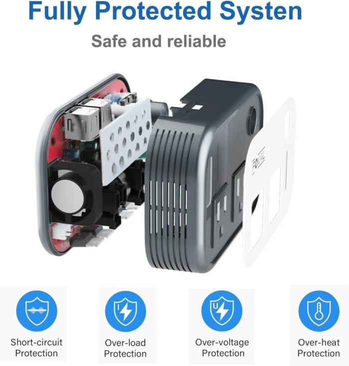 200W Car Power Inverter, FOVAL 12V DC to 110V AC Car Inverte with 4 USB Ports Car Outlet Adapter, Power Inverter for Vehicles, Car Plug Adapter Outlet for Laptop Computer Charger - Image 5