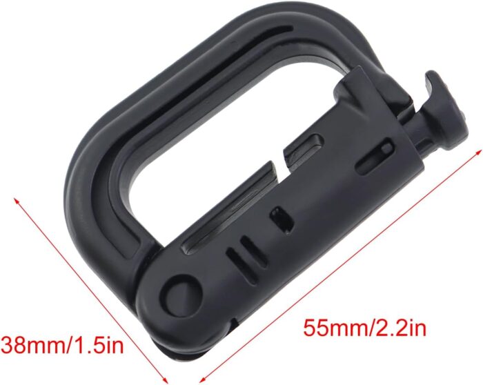 10PCS Tactical D Ring Lock Buckles Press Activated High Strength Plastic Hook Fasteners with Locking Device and Zippered Pouch Mountaineering Hook Buckles for Camping and Hiking Backpacks - Image 2
