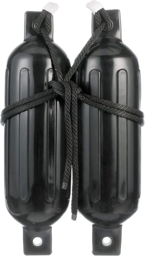 Seachoice Twin Eye Ribbed Boat Fender Kit - Includes a Pair of MFP Fender Lines, Multiple Sizes/Colors