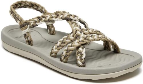 MEGNYA Women's Comfortable Walking Sandals with Arch Support, Athletic Hiking Sandals with Handmade Straps, Outdoor Soft Water Sandals for Beach Poolside Travel Camping