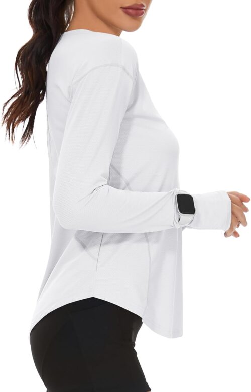 Loovoo Women's Long Sleeve Running Shirts Workout Tops UPF 50+ Sun Shirt Quick Dry Athletic T-Shirts with Watching Window