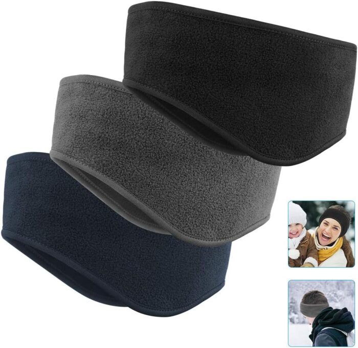 Ear Warmers Headband, Fleece Earmuffs Running Headband Winter Ear Covers Moisture Wicking Ski Sport Headband for Men & Women (19.2 inches, One Size, Cycling)
