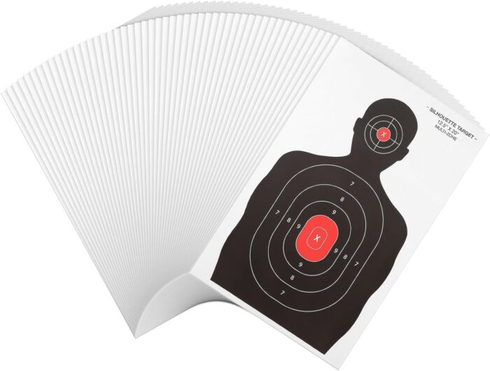 Juvale 50 Pack Paper Shooting Targets for Range, Bulk for Hunting, Silhouette with Red Bullseye (14x22 in) - Targets for Shooting Range - Image 6