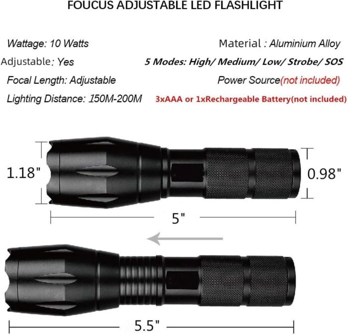 2 Pack Tactical Flashlights Torch, Military Grade 5 Modes High Lumens Led Waterproof Handheld Flashlight for Camping Biking Hiking Outdoor Home Emergency, Father's Day Gifts Camping Essentials Gear - Image 6