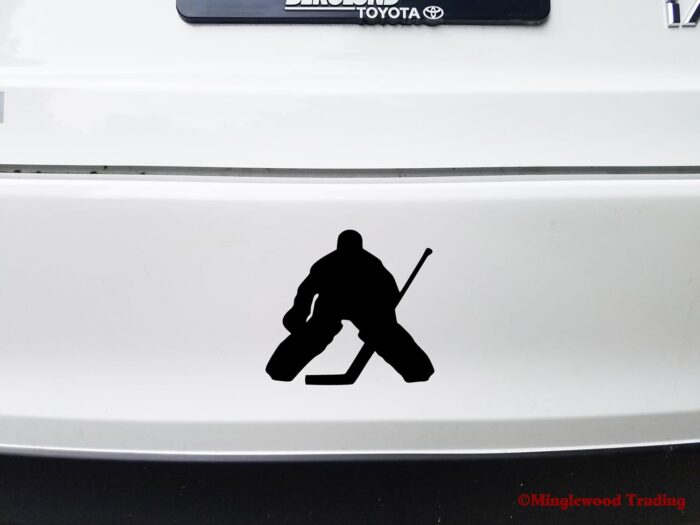 Minglewood Trading Red | Hockey Goalie Vinyl Decal | Ice Puck Stick Winter Sport | Die Cut Sticker | Multiple Sizes & Colors | 10w x 9h inches | Red - Image 2