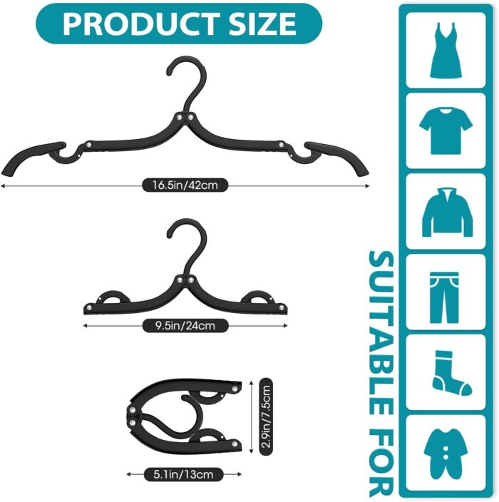 30 Pcs Travel Hangers Portable Foldable Travel Hanger Organizer, Plastic Travel Accessories Essentials Clothes Drying Rack Folding Hangers for Traveling Camping Flying RV Cruises Suitcase, Blac - Image 2