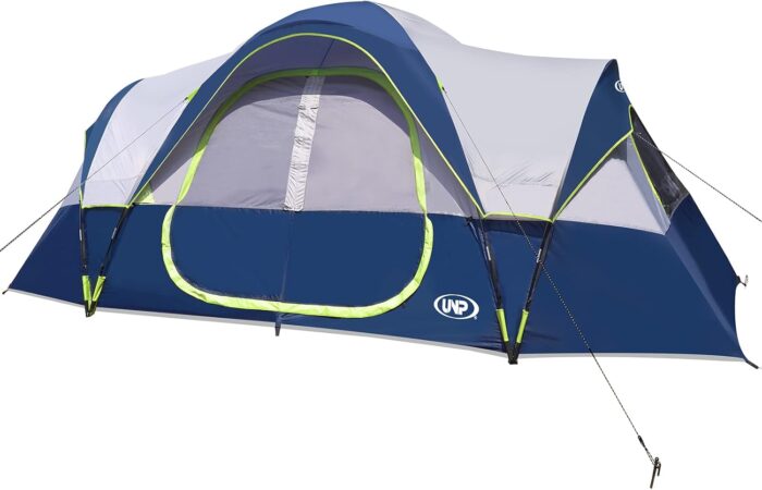 UNP Camping Tent 10-Person-Family Tents, Parties, Music Festival Tent, Big, Easy Up, 5 Large Mesh Windows, Double Layer, 2 Room, Waterproof, Weather Resistant, 18ft x 9ft x78in - Image 2