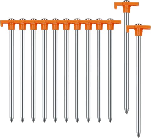 12PCS Tent Stakes Heavy Duty Camping Stakes,AVOFOREST 7.1Inch Non-Rust Metal Tent Pegs Ground Stakes Tent Spikes Camping,Hiking Orange