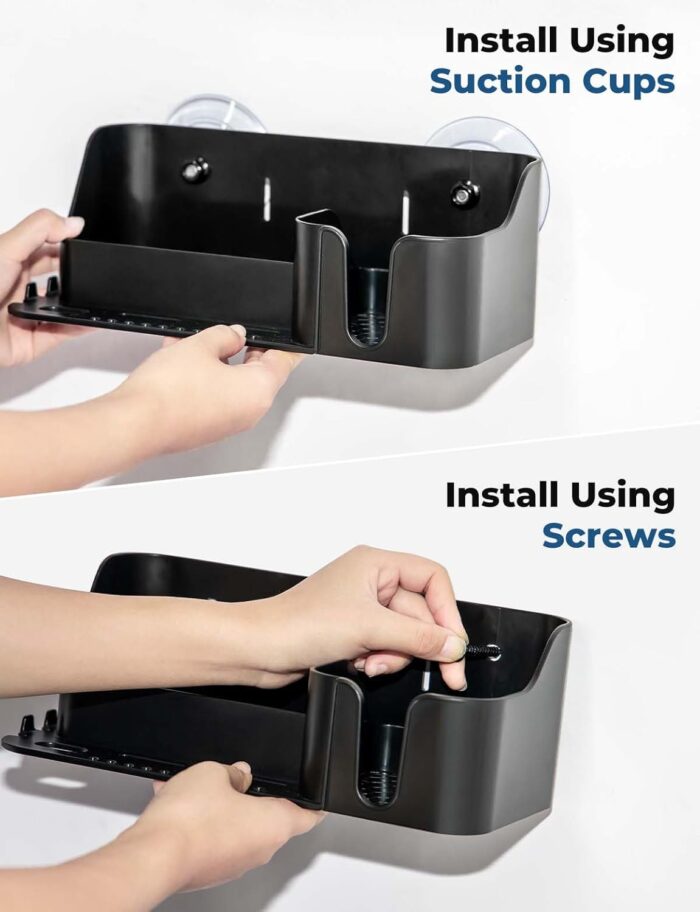 KEMIMOTO Boat Caddy Organizer, Cup Holder Installed With Screws/Suction Cups on Any Flat Surface, Storage Organizer, Cockpit Storage Box for Bass Kayak Pontoon Jon Boat - Image 2
