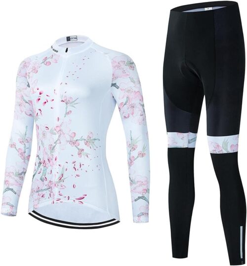 Women's Cycling Clothing Set Long Sleeve Road Bike Shirt Cycling Jersey Bicycle Pants with Gel Padded