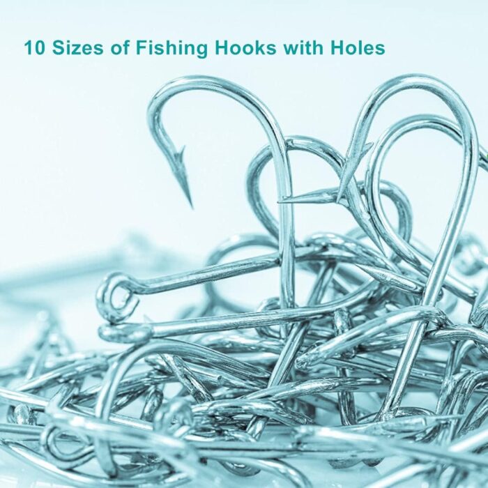 300PCS Small High-Carbon Steel Barbed Fishing Hooks with Holes, 10 Specifications of Fishing Hooks, Portable Boxed Hooks, Powerful Hooks That Can Adapt to Various Fishing Environments - Image 6
