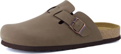 CUSHIONAIRE Men's Haze Genuine Suede Faux Fur Cork Footbed Clog with +Comfort