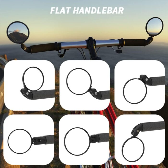Bike Mirrors,Bike Bar End Mirror, HD Glass Convex Lens Bicycle Rearview Mirror, Safe Cycling Rearview Mirror, Easy to Install - Image 6
