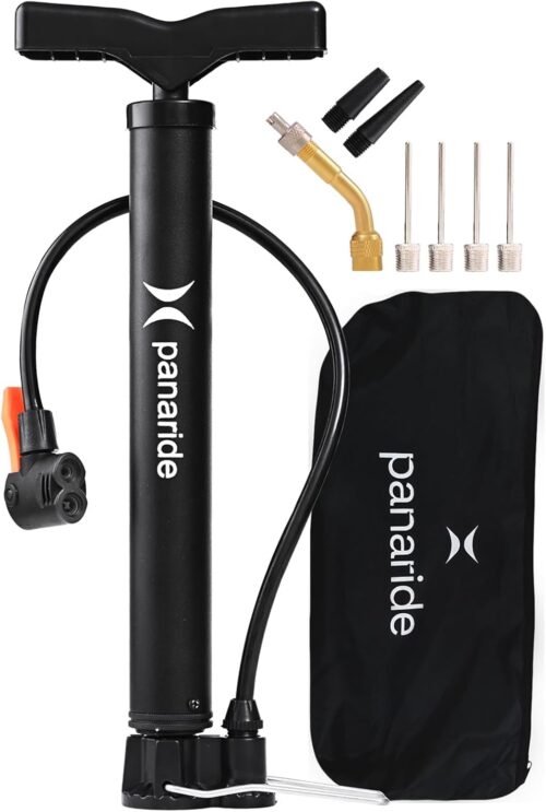 Bike Pump Floor, Advanced Bike Tire Inflator, Bicycle Hand Air Pump with Dual Presta and Schrader Valves, Handheld Bike Pump, Suitable for Road and Mountain Bikes, Baby Stroller, Balls
