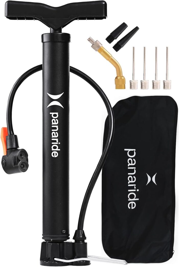 Bike Pump Floor, Advanced Bike Tire Inflator, Bicycle Hand Air Pump with Dual Presta and Schrader Valves, Handheld Bike Pump, Suitable for Road and Mountain Bikes, Baby Stroller, Balls