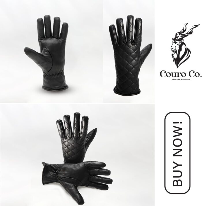 Genuine Cowhide Leather Driver Gloves - Touch Screen, Winter Warm Gloves for Driving, Cycling, Motorcycling - Image 6
