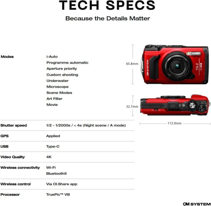 Olympus Tough TG-7 Digital Camera (Red) - Image 5