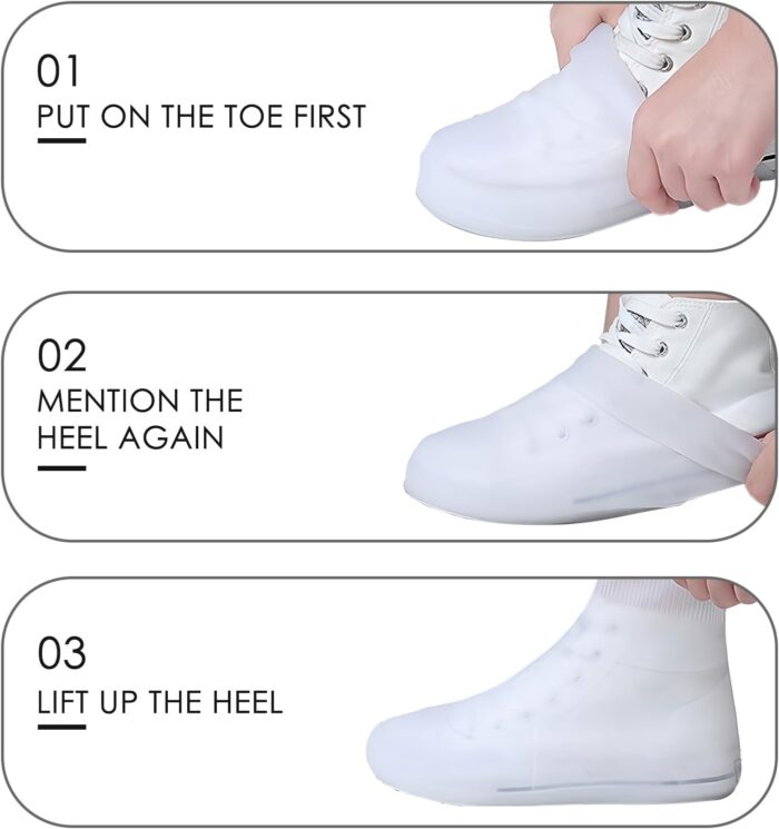 Rain Silicone Shoe Covers, Anti-Slip Wear-Resistant and Portable Waterproof Shoe Covers, for Outdoor Home Travel Rain Boots - Image 3