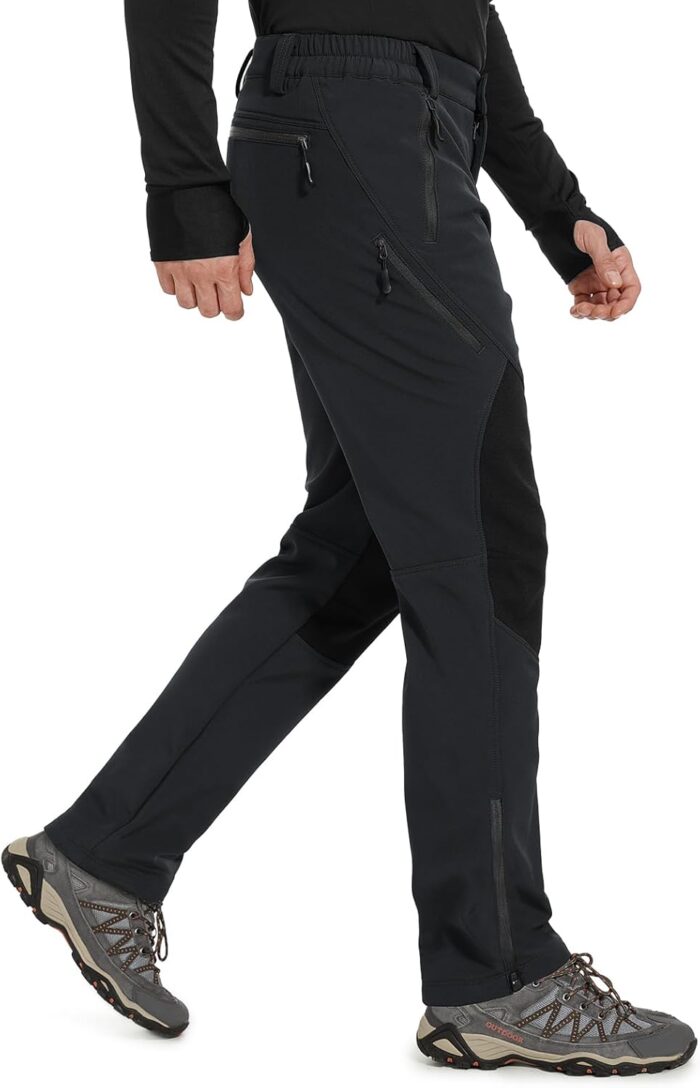Moosehill Mens-Snow-Ski-Pants-Fleece-Lined-Pants Waterproof Winter Softshell Insulated Zipper Bottom Leg for Hiking Outdoor - Image 2
