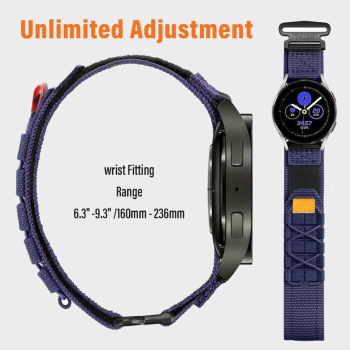 Rugged Nylon Sport Watch Band 20mm 22mm Quick Release Watch Strap Mountaineering Style Replacement Watch Strap 5 Colors (Black/Army Green/Navy blue/Grey/Orange) for Men Big Wrist - Image 6