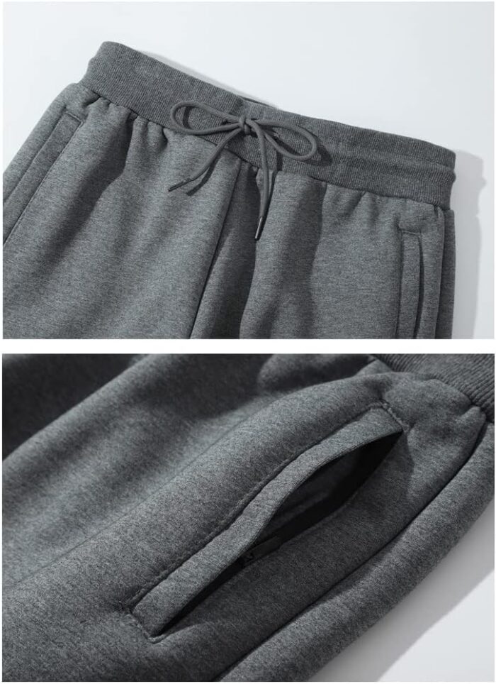 Yameekamulga Men's Winter Fleece Pants Sherpa Lined Sweatpants Active Athletic Running Jogger Track Causal Pants - Image 3