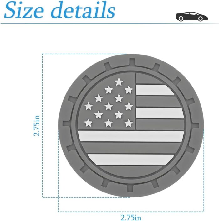 AUCELI 4 Pack Car Cup Holder Coasters, Colored American Flag US Flag Insert Car Cup Coaster, 2.75 Inch Anti Slip Shockproof Embedded Drink Mat, Vehicle Interior Decor Accessories - Image 2
