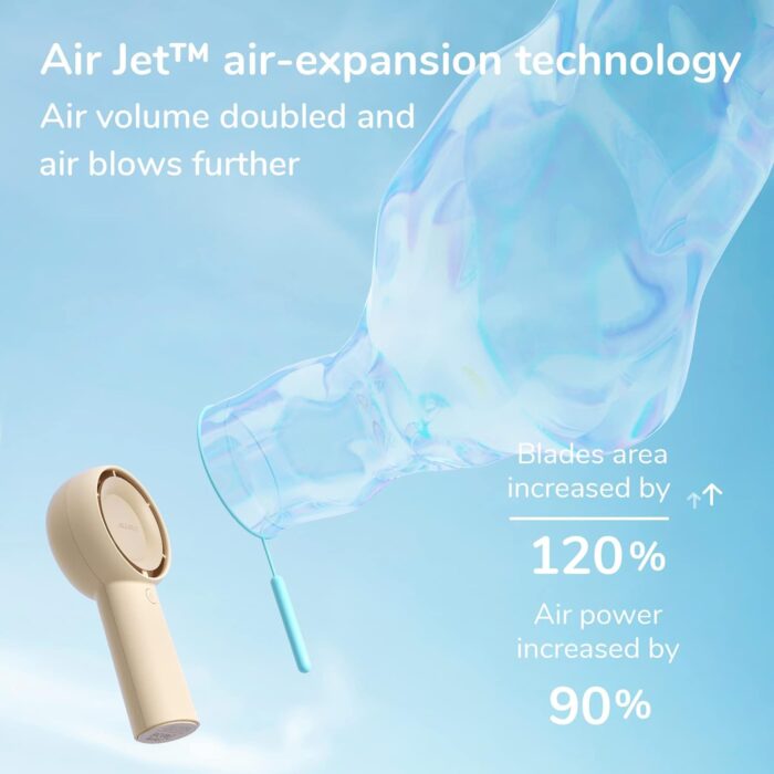 JISULIFE Handheld Portable Turbo Fan [16H Max Cooling Time], 4000mAh USB Rechargeable Personal Battery Operated Mini Small Pocket Fan with 5 Speeds for Travel/Outdoor/Vacation/Concerts - Brown - Image 2