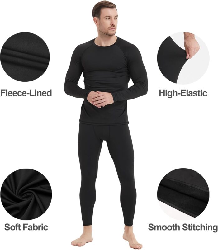 4 Pack Men Thermal Compression Pants,Fleece Lined Heated Leggings for Cold Weather Sports Athletic Winter Baselayer - Image 4