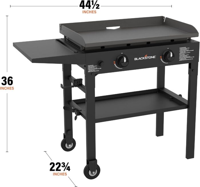 Blackstone Flat Top Gas Grill Griddle 2 Burner Propane Fuelled Rear Grease Management System, 1517, Outdoor Griddle Station for Camping, 28 inch - Image 3