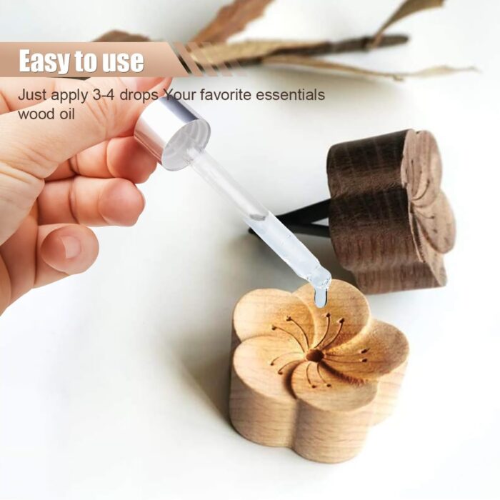 Wood Flower Essential Oil Diffuser, Car Air Freshener Vent Clip Aromatherapy Diffuser, Car Diffusers for Essential Oils, Car Diffuser Clip for Car Office Bedroom (Light-1 Pack) - Image 4