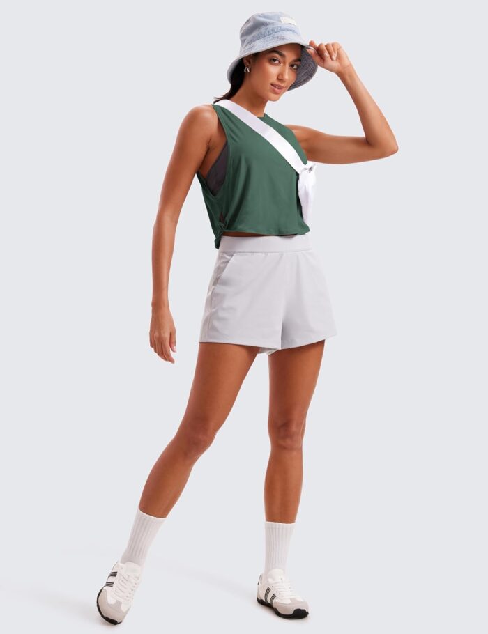 CRZ YOGA Pima Cotton Cropped Workout Tank Tops for Women - Sleeveless Sports Athletic Yoga Running Gym Crop Shirts - Image 4