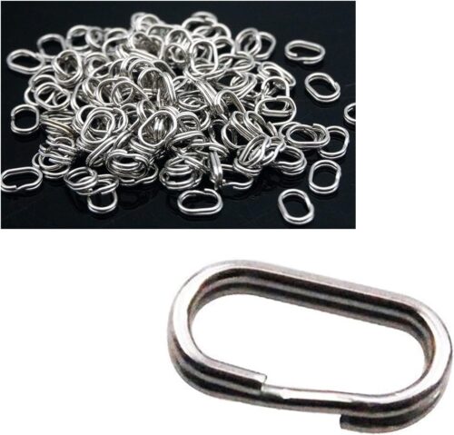 100Pcs Fishing Split Rings Stainless Steel Fishing Oval Split Rings Swivel Snap Carp Fishing Tackle Chain Connector Heavy Duty Split Rings Size Wire Diameter Terminal Tackle and Accessories 0.7mm