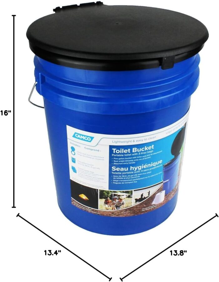 Camco Portable Toilet Bucket - Features 3 Bag Liners for Easy Clean Up & Attached Carry Handle - Includes Seat and Lid Attachment (41549) - Image 7