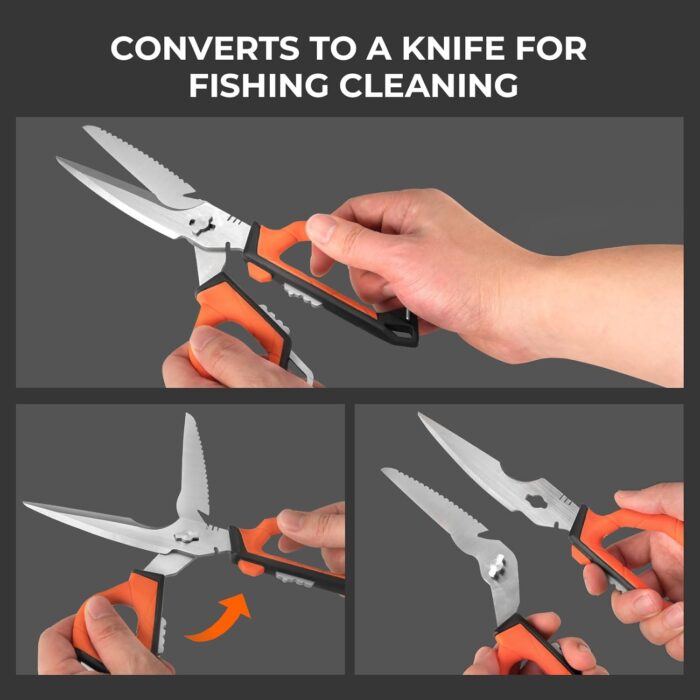 KastKing Paradox Fishing Tools Set, Stainless Steel 9" Bait Shears, 7.5" Angled Nose Pliers & 9" Fillet Knife with Non-Slip Grips and Protective Sheaths - Image 4