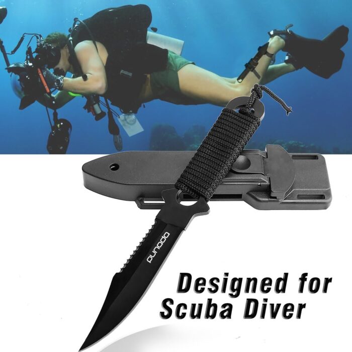 Dive Knife - Scuba Diving Knife with holster, 2 Types Sheath 2 Pairs Thigh Leg Straps, Black Premium Divers Knives Shears for Outdoor Spearfishing, Snorkeling - Image 5