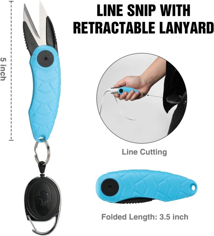 Mossy Oak 4pc Fishing Tool Kit - Pistol Grip Fishing Pliers, Fish Fillet Knife, Fishing Gripper, Line Snip, Fly Fishing Retractor with Retractable Lanyard - Image 6