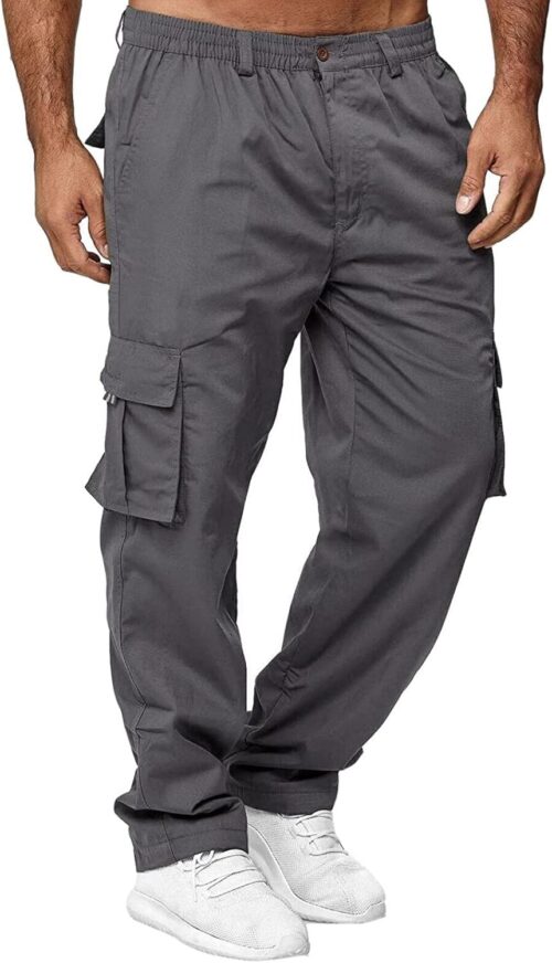 AIFARLD Men's Cargo Pants with Pockets Cotton Hiking Sweatpants Casual Athletic Jogger Sports Outdoor Trousers Relaxed Fit