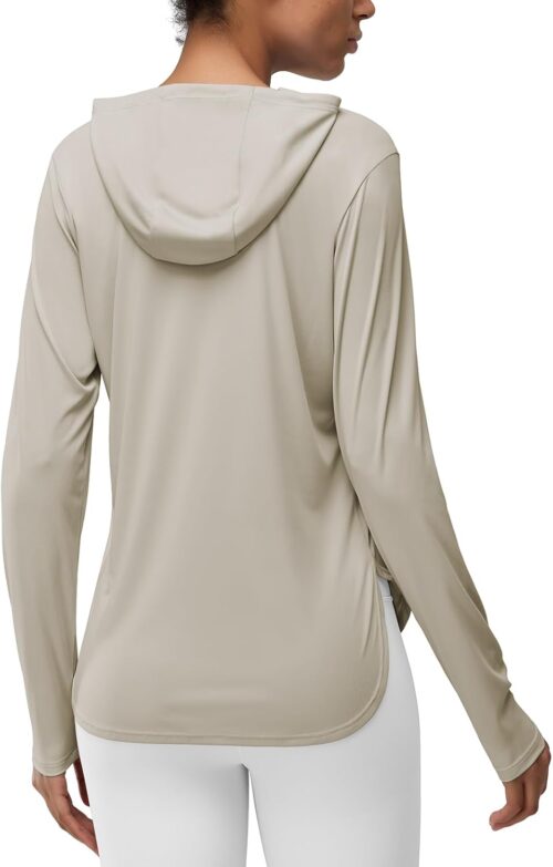 Women's Rash Guard Long Sleeve UV Sun Protection Shirts with Kangaroo Pocket Hoodie UPF 50+ Lightweight SPF Tops for Hiking