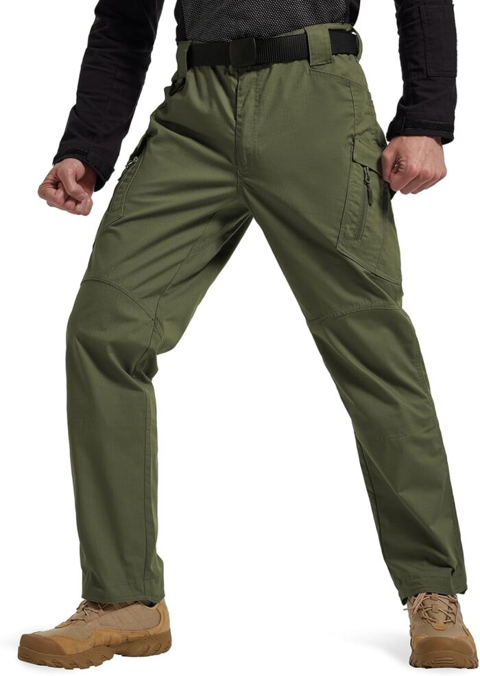 Men's Ripstop Tactical Pants Water Resistant Stretch Cargo Pants Lightweight EDC Hiking Work Pants - Image 2