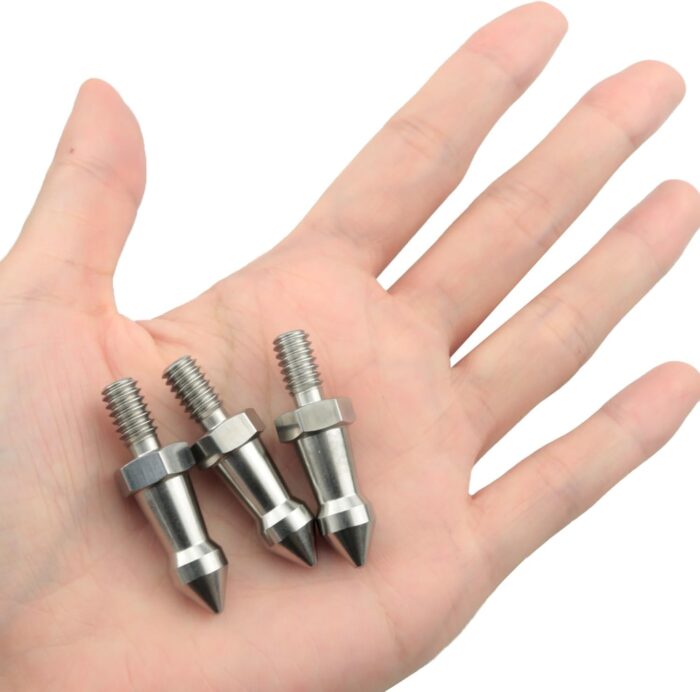 3PCS Threaded Tripod Spike Stainless Steel 1/4 inch Silver Mountaineering Stick Spike for Lens Plate Button Head Light Stand Monopod Ball Head Monopod Photo Accessories - Image 5