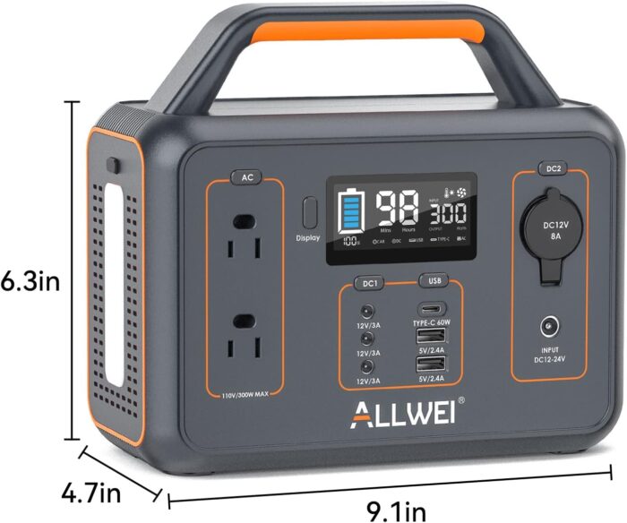 ALLWEI Portable Power Station 300W, 280Wh Solar Generator with 110V Pure Sine Wave AC Outlet, Backup Lithium Battery Generator for CPAP Outdoor RV Camping Emergency Home Use - Image 9